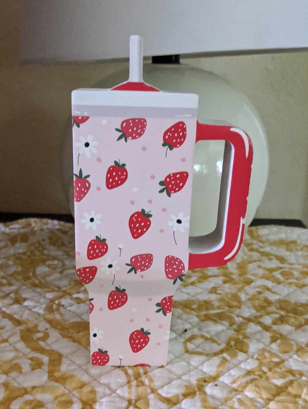 HL Spring Summer Decor - Wood Strawberry Tumbler Tier Tray Decor Tall Trinket